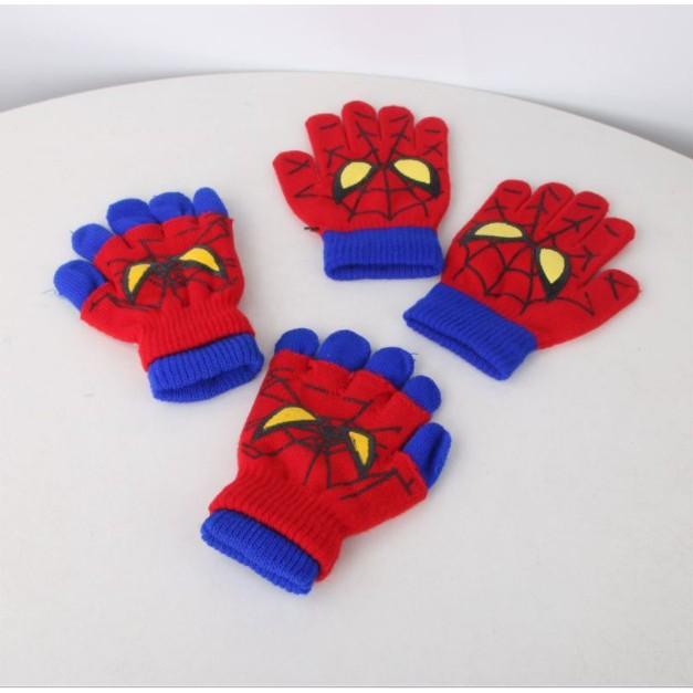 Găng tay len cho bé hình siêu nhân - Găng tay len 2 lớp người nhện trẻ em