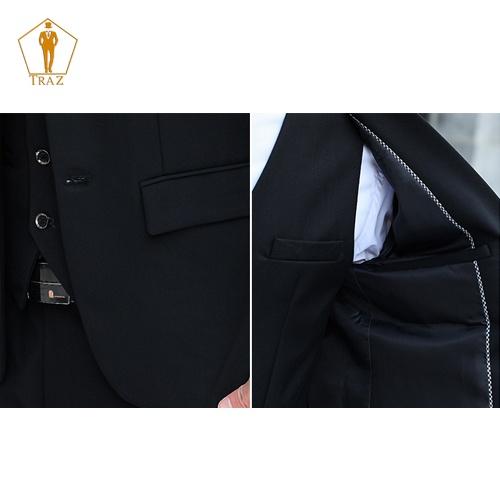 Bộ Vest Đen Trắng Nam TRAZ(1 quần + 1 áo vest), có bụng hoặc cao tăng 1 đến 2 size