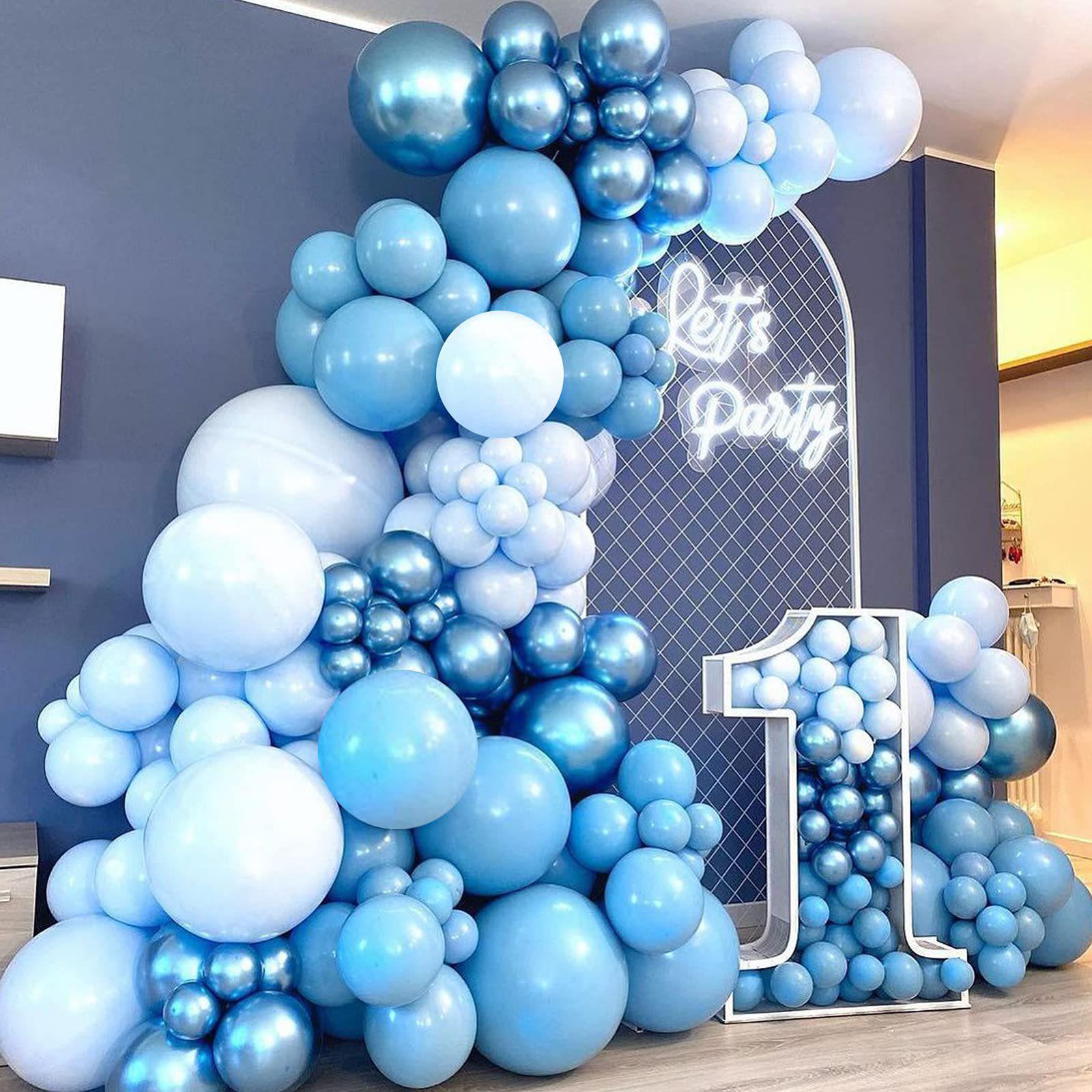 115 Pieces Blue  Arch , Blue Latex Balloons for Baby Shower Wedding Birthday Party Centerpiece Backdrop Background Decoration