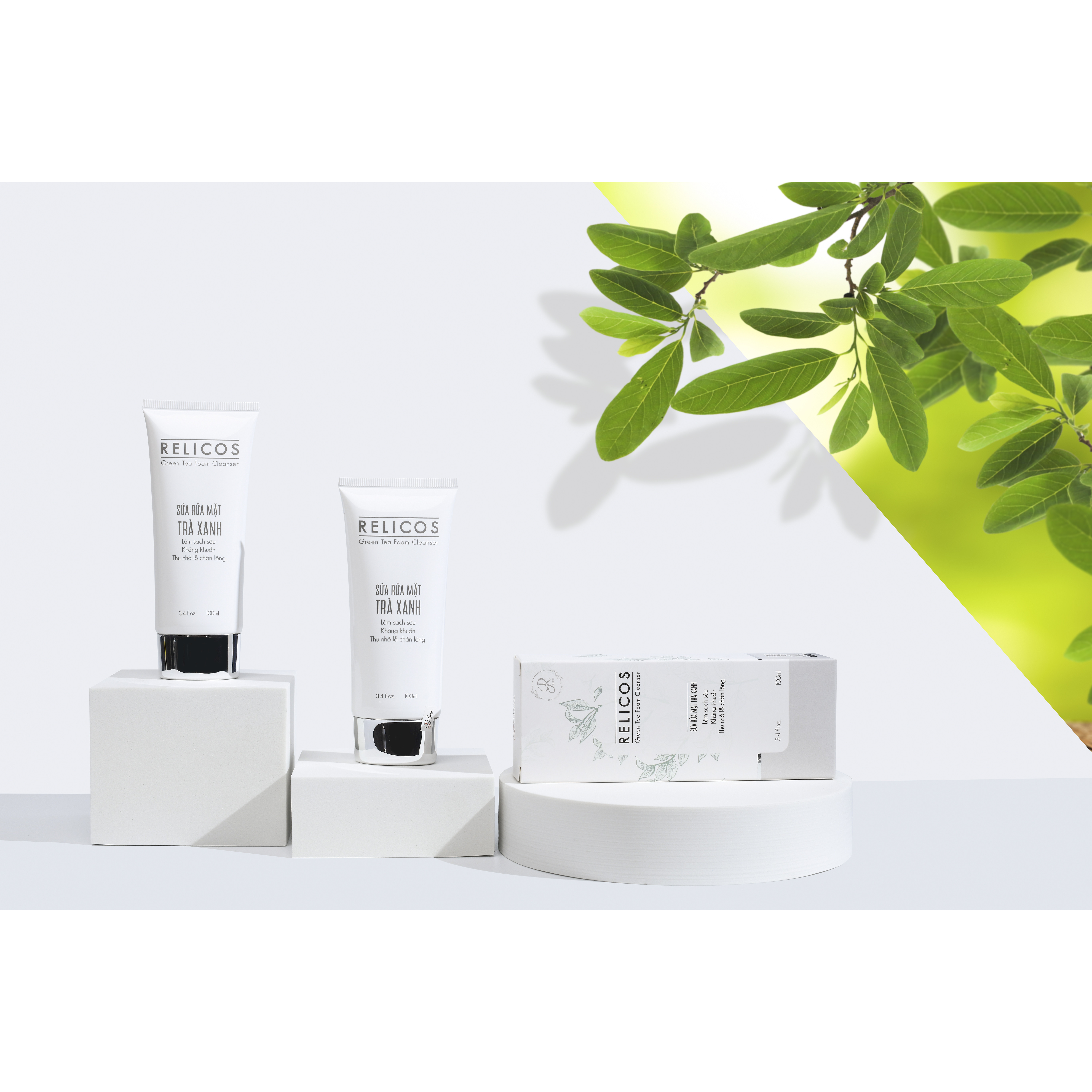 Sữa rửa mặt trà xanh- Relicos Green Tea Foam Cleanser