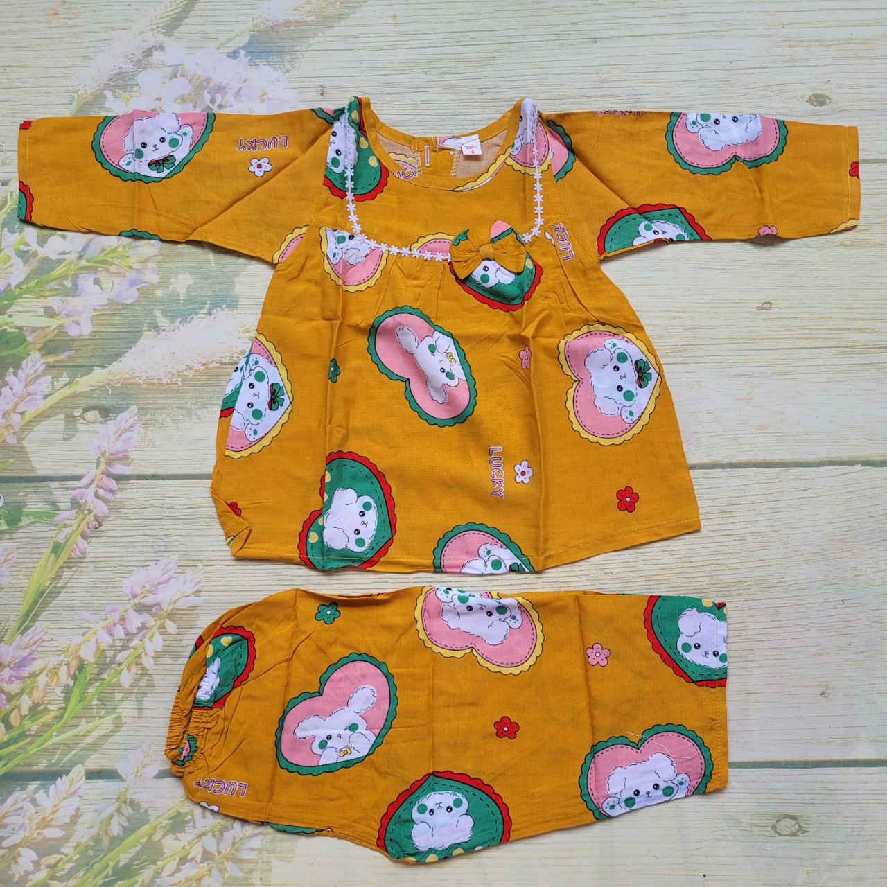 ĐỒ BỘ TÔN TAY DÀI BÉ GÁI SIZE 5