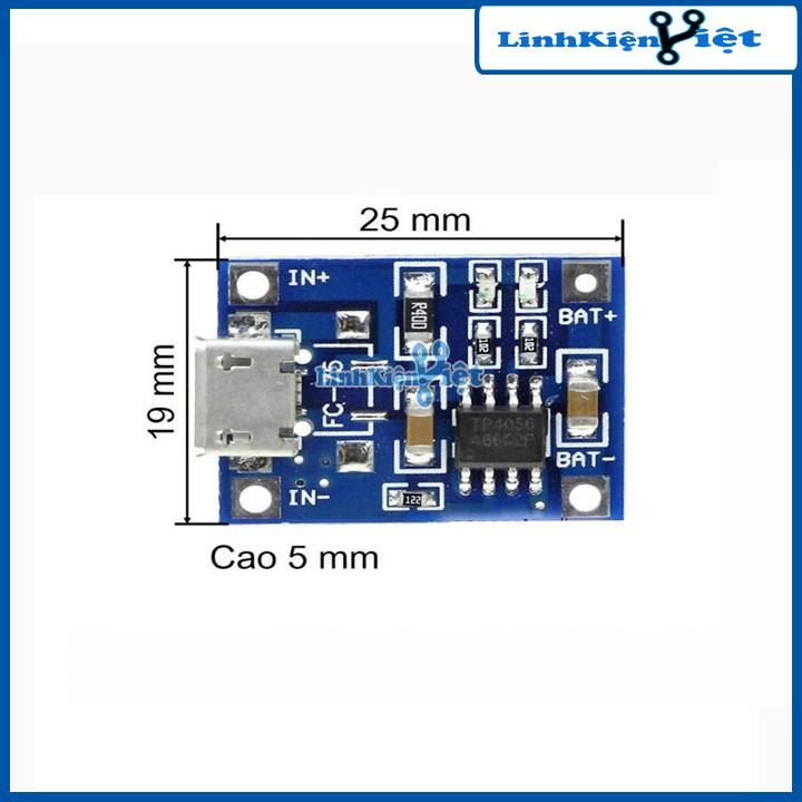 MODULE Sạc Pin TP4056 1A Micro Type-C - IC Bảo Vệ Quá Dòng - Quá Áp