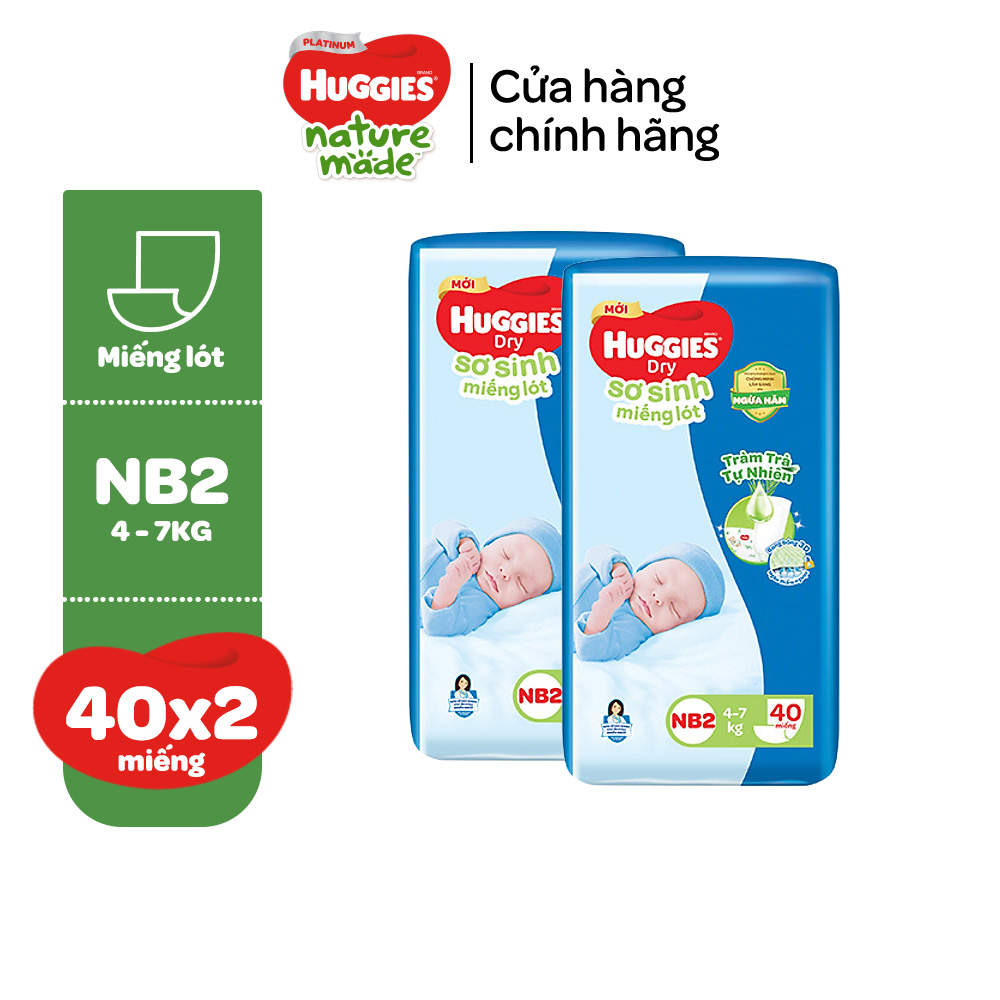 Combo 2 Miếng lót sơ sinh Huggies Tràm Trà Newborn 2 N40/N60