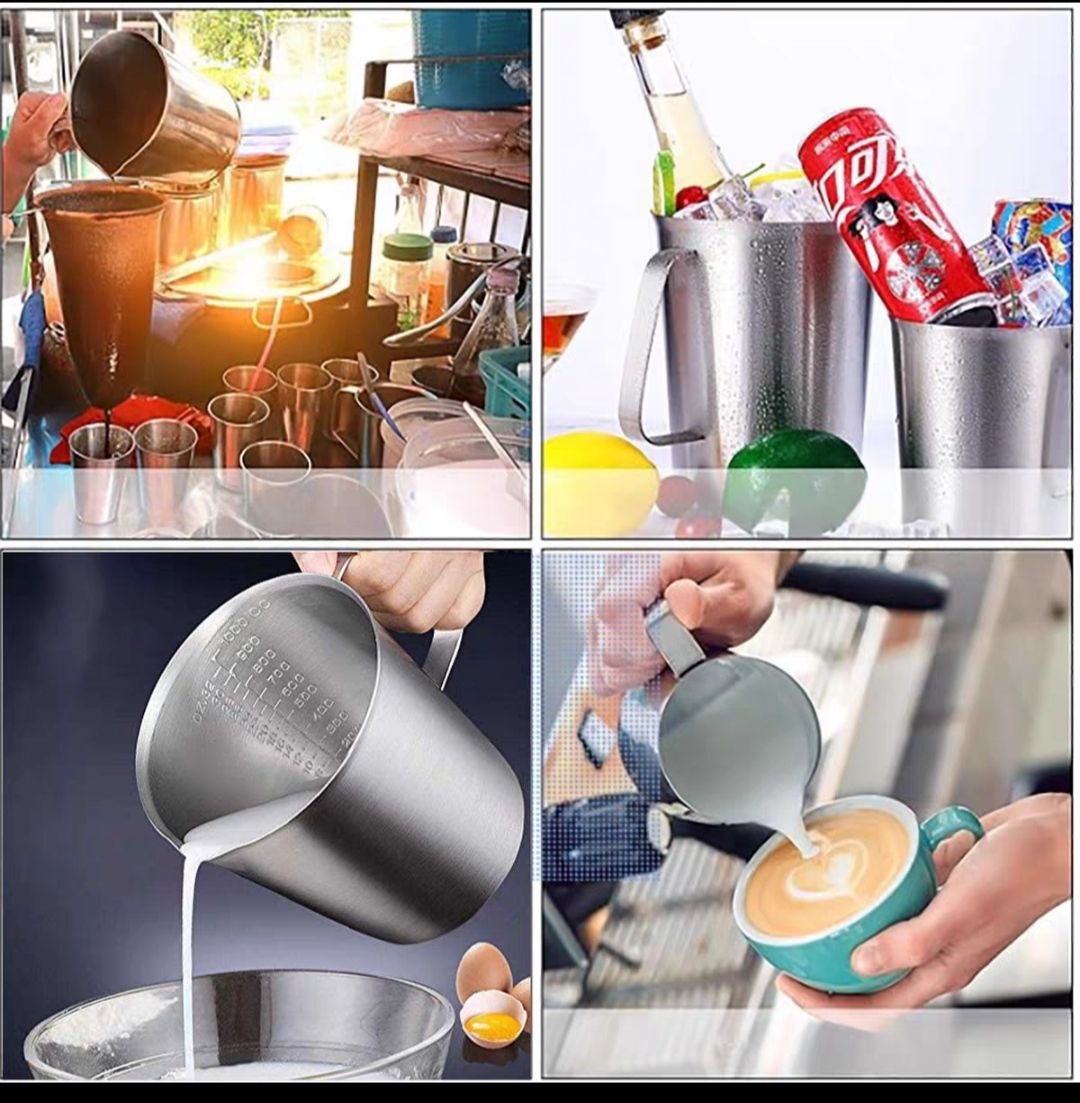 ( hàng cao cấp ) ca đánh sữa inox 304 có vạch đong 500ml, 700ml, 1L