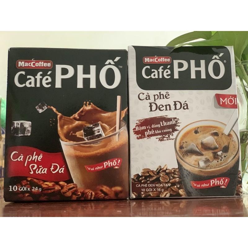 Café PHỐ đen đá, sữa đá MacCoffee hộp 10 gói