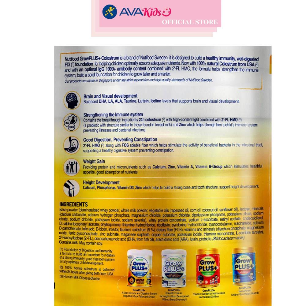 Sữa bột Nutifood GrowPLUS+ vàng 0+ (sữa non) hương vani 800g (0 - 12 tháng)