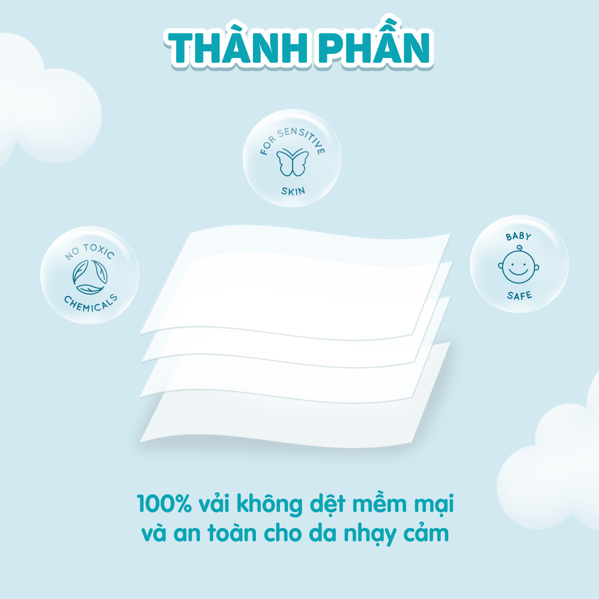 Khăn khô đa năng cho bé Ecobi túi 90 tờ dùng thay khăn sữa an toàn cho trẻ sơ sinh