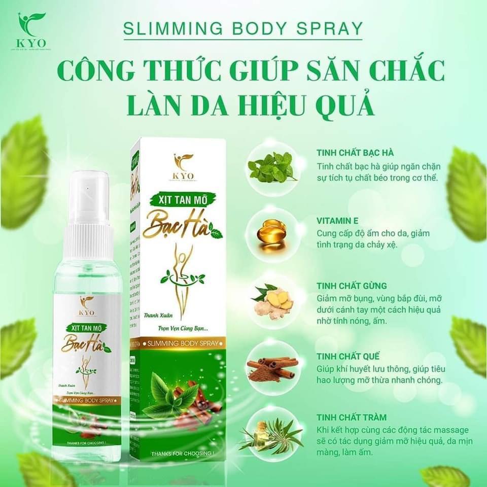 Xịt Tan Mỡ Bạc Hà 100ml giúp đào thải mỡ lấy lại vóc Dáng Chuẩn