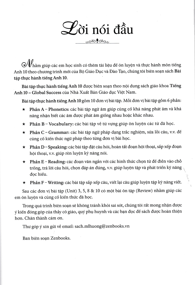 Bài Tập Thực Hành Tiếng Anh 10 - Dùng Kèm SGK Tiếng Anh 10 Global Success _ZEN