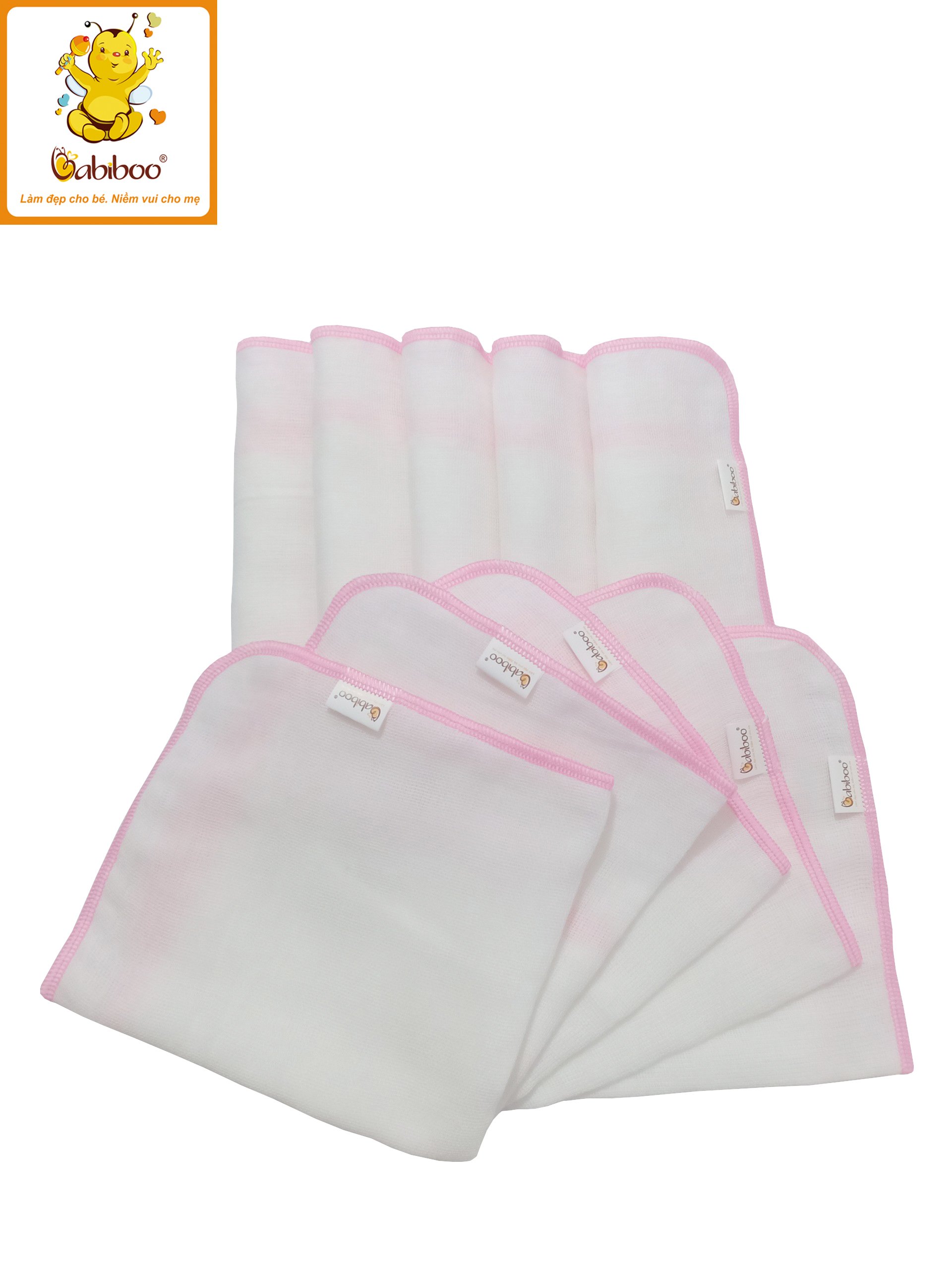 Set 10 Khăn gạc sơ sinh G10 nhỏ vắt sổ BABIBOO - BK01