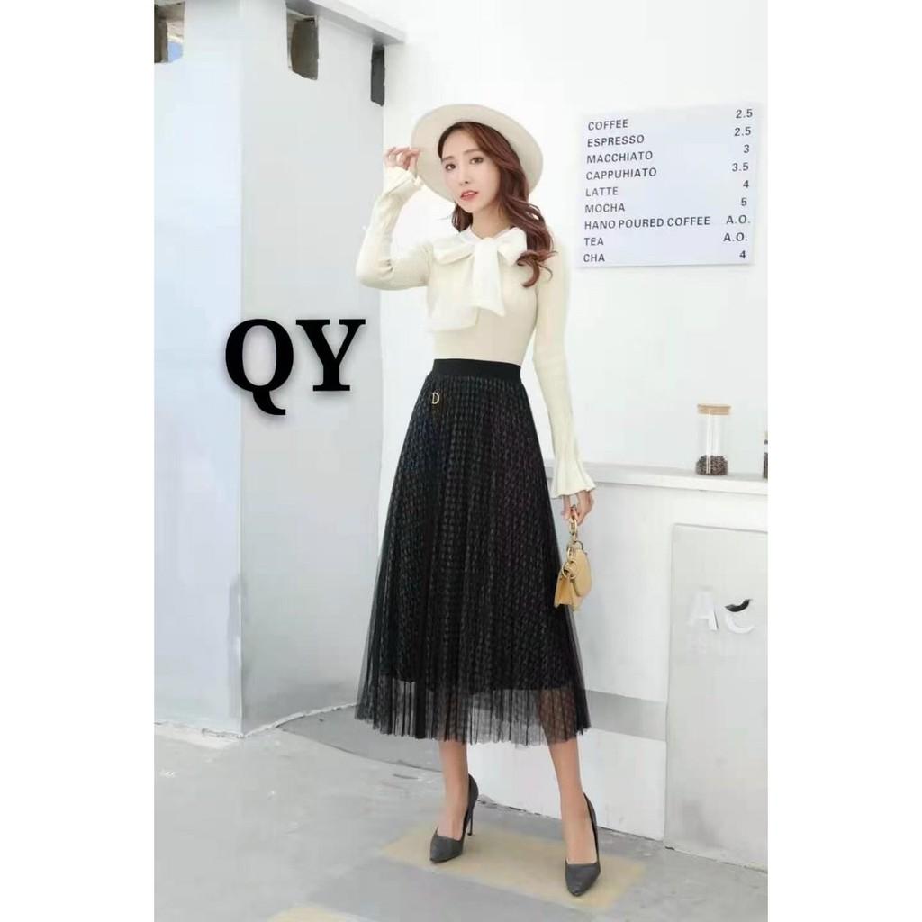 Chân váy voan xòe 3 lớp dệt kim hàng đẹp Quảng Châu - váy công chúa