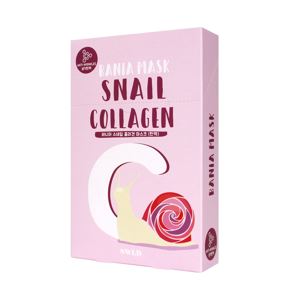 Mặt nạ dưỡng da chiết xuất ốc sên SWLD Bania Mask Snail Collagen - Hộp 10 miếng