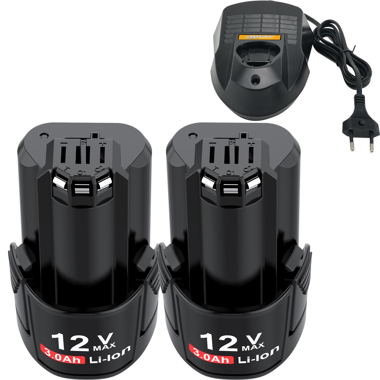 12V/10.8V 3000mAh cho Pin Bosch BAT411 Pin sạc Lithium-Ion BAT411A BAT412 BAT412A BAT413 BAT413A Sạc Pin Màu sắc: 2 chiếc Pin sạc