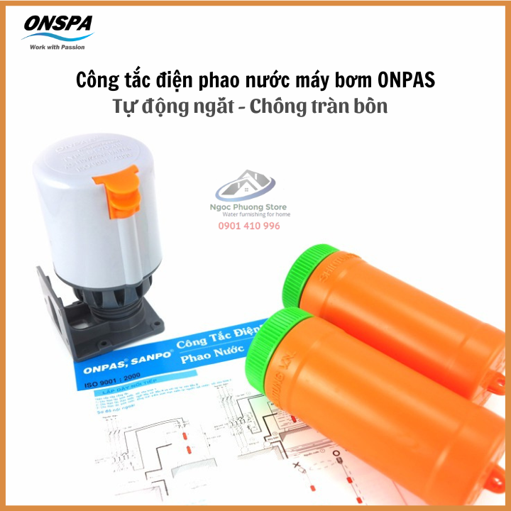 Phao Điện bơm nước ONPAS Tự động ngắt mở, Chống Tràn Chống Cạn, Tiếp Điểm Mạ Bạc Siêu Bền ST-70AB15