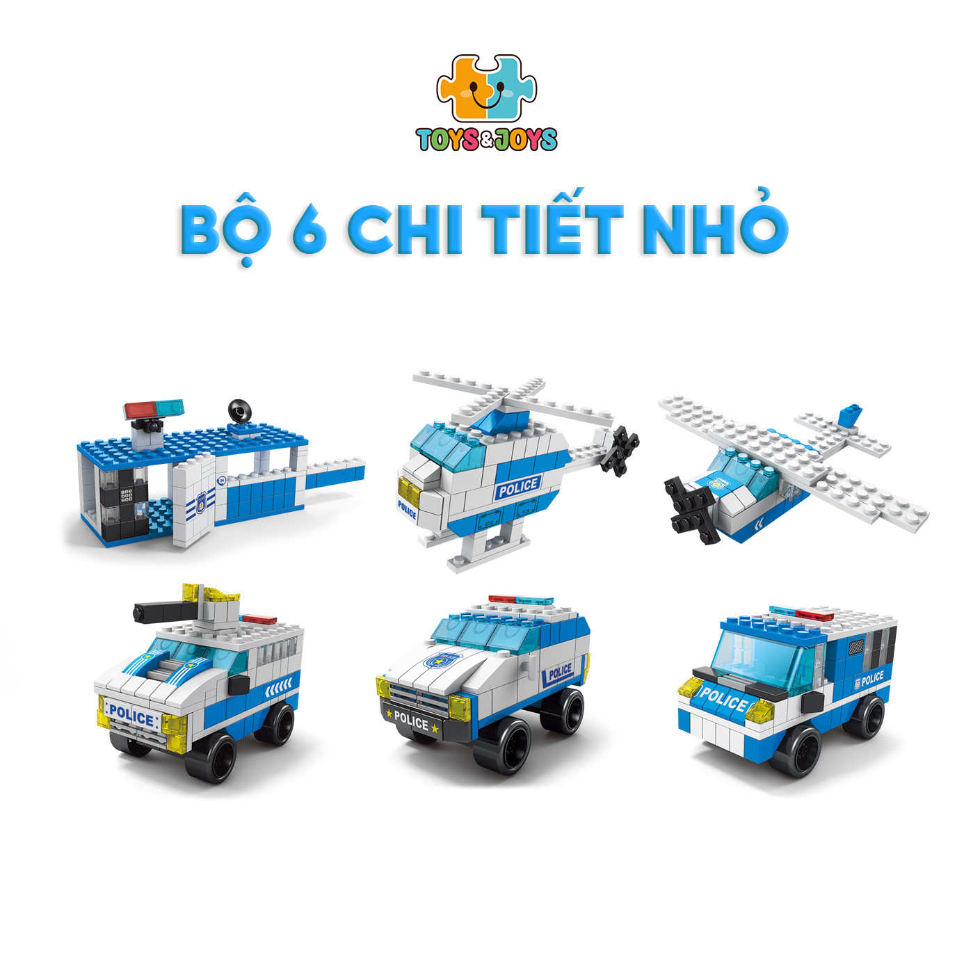 Đồ chơi lắp ráp Xe cảnh sát 6 trong 1 – Police Car - Toys &amp; Joys