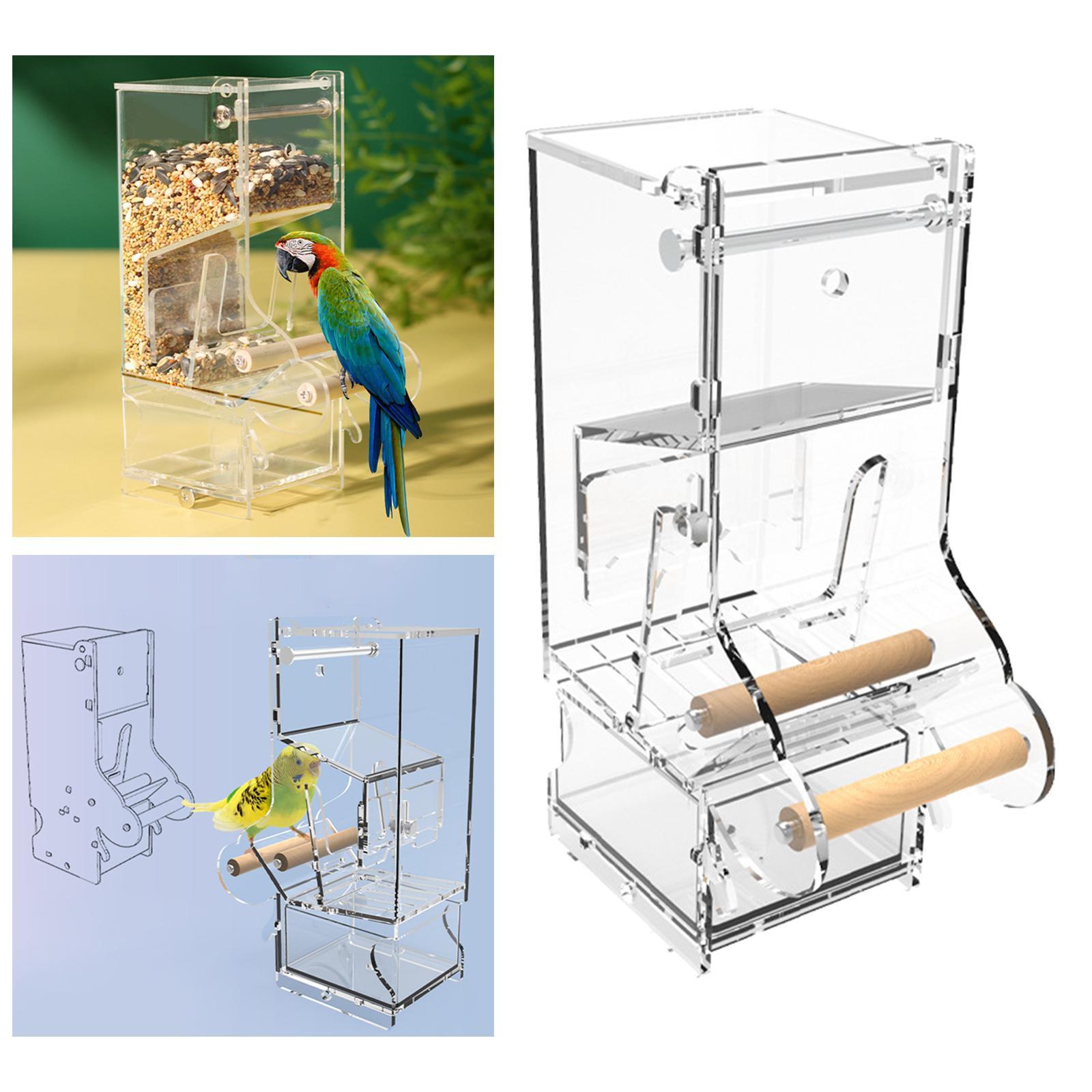 Bird Feeder Cage Hanging Transparent Food Dish Acrylic for Canaries
