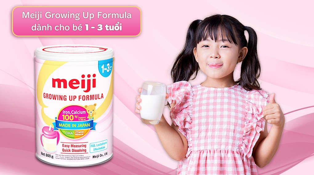 Sữa cho trẻ 1 - 3 tuổi Meiji Nhật giàu dưỡng chất kèm DHA giúp phát triển cân đối chiều cao, cân nặng, trí não cho bé - Massel Official