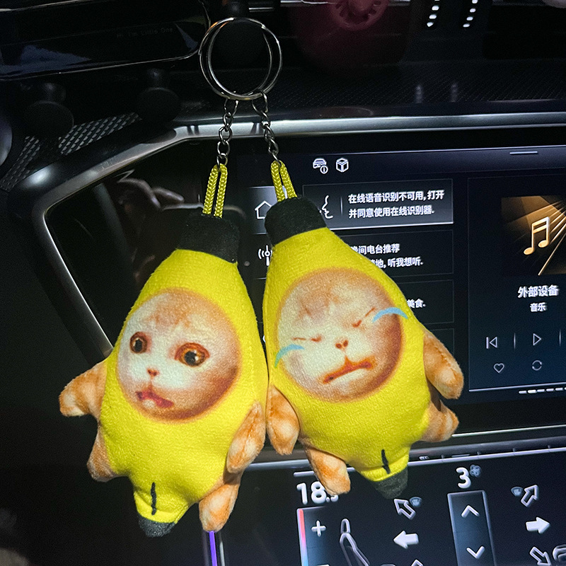 Móc khóa Banana cat, Happy cat nhồi bông có 4 âm thanh