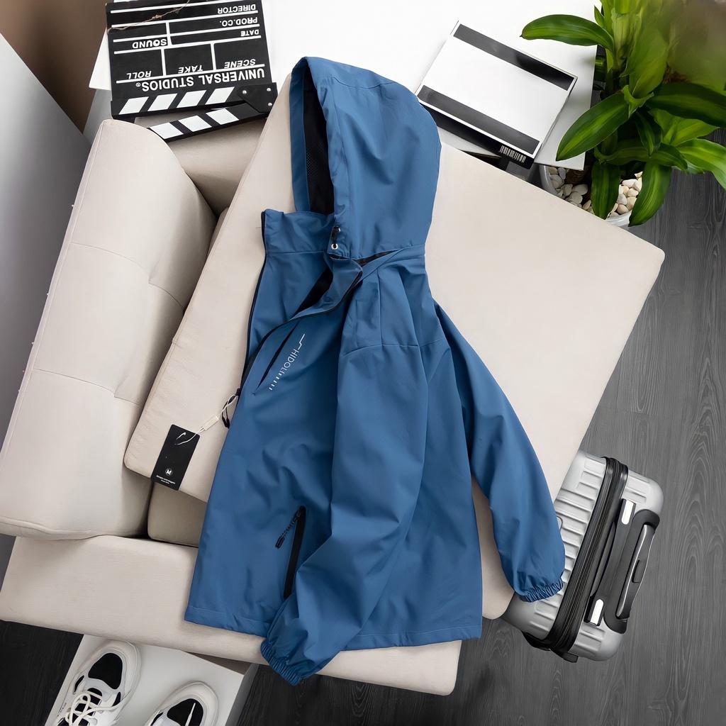 Áo Khoác Gió Unisex Nam Nữ HiDo Chống Nước Cổ Cao Kèm Mũ