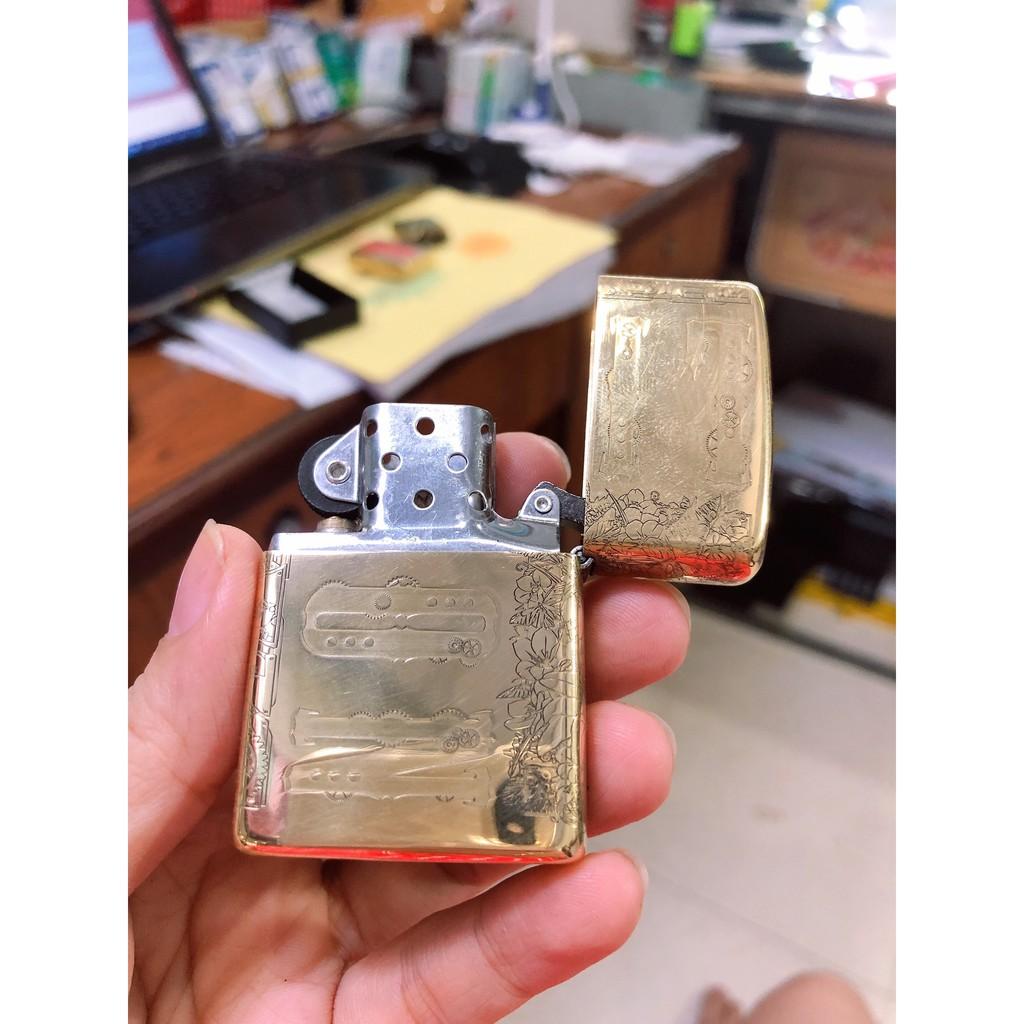 BẬT LỬA ZIPPO ARMOR VỎ DÀY KHẮC ĂN MÒN 5 MẶT HÌNH SƯ TỬ, RUỘT TRẮNG