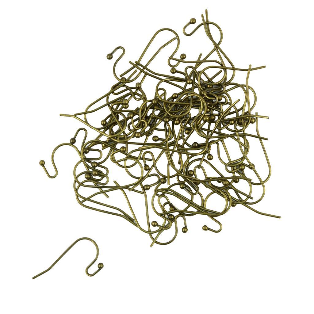 200x Brass French Wire Dot Ball Earring Hook Dangle DIY Making Bronze&amp;Copper