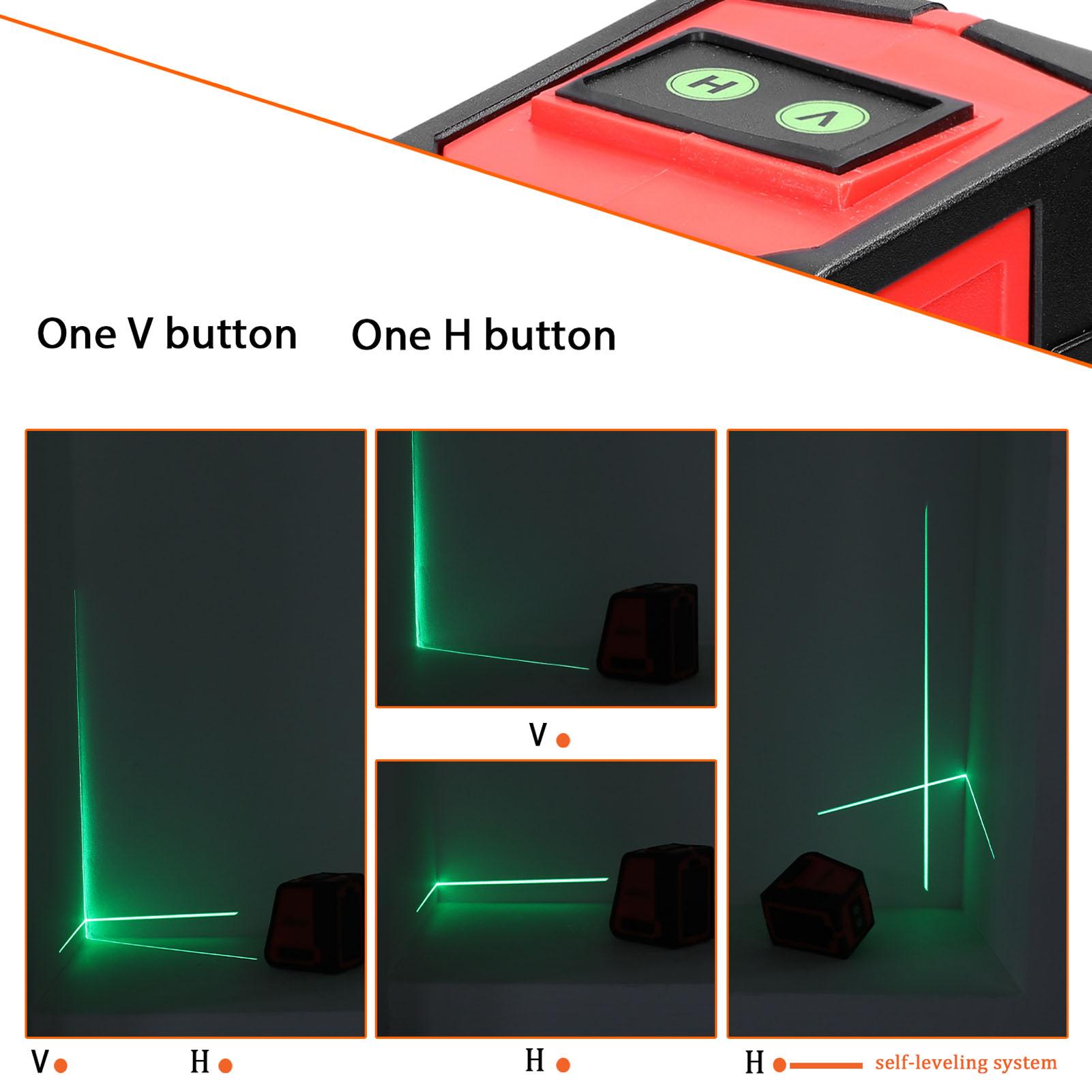 Multifunctional 2 Lines Laser Level Large Window Leveling Tool with 3° Self-leveling and Sound Light Alarm Function
