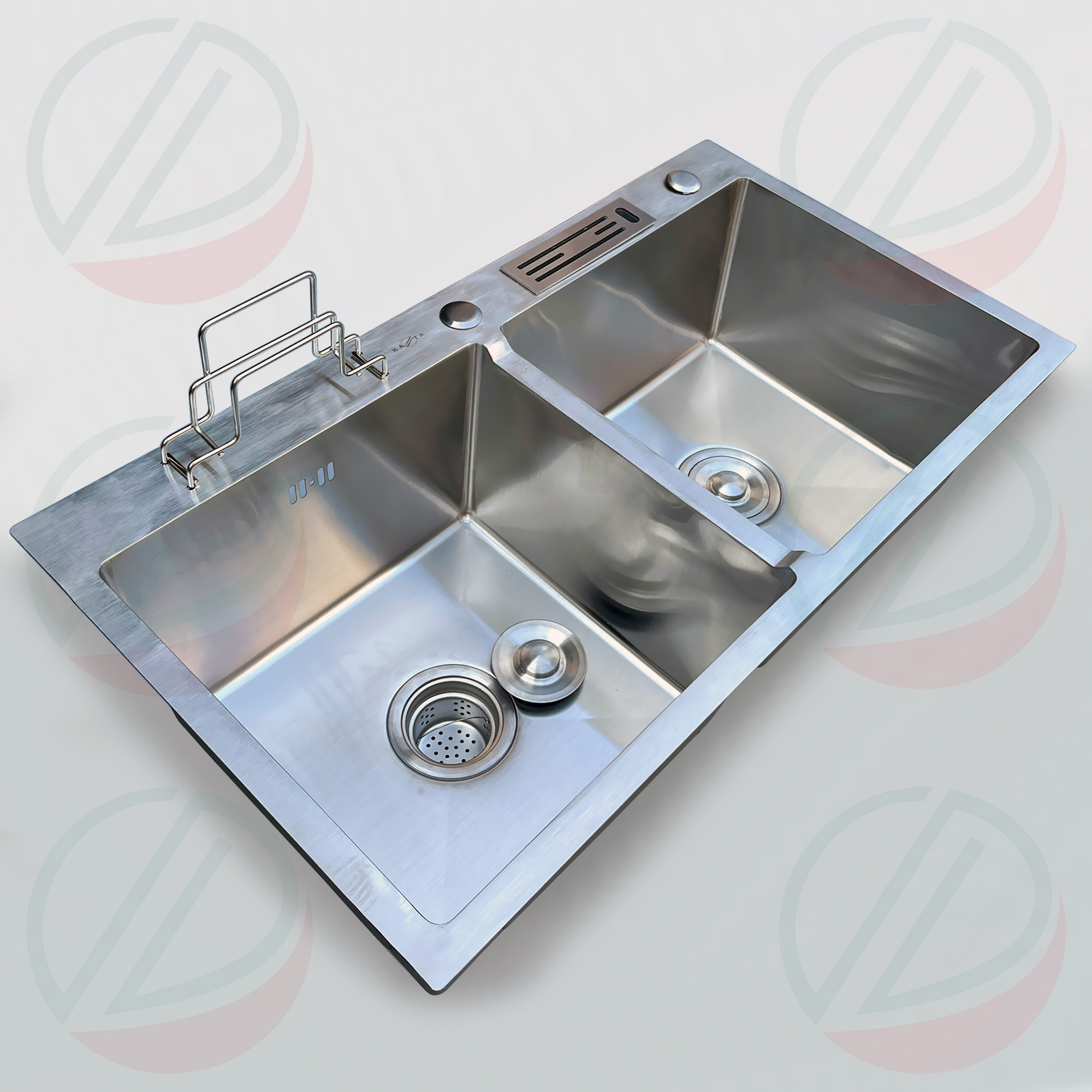 Combo Chậu Kèm Vòi Rửa Bát Inox KAZTA CB8245KR - Đủ xi phông, vòi dây rút 2 chế độ, tặng vòi hút, rổ rút