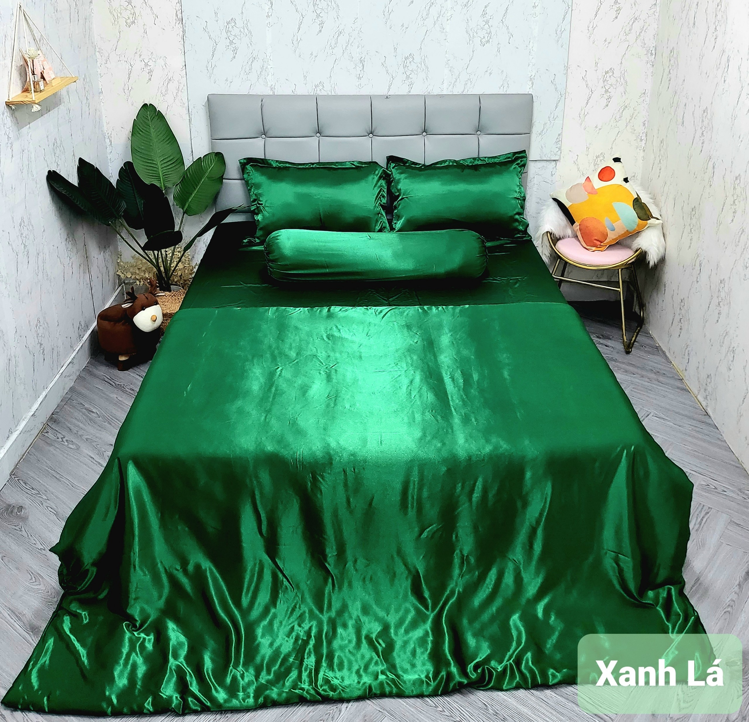 GIẢM % Ga bộ phi lụa Thái Tuấn cao cấp loại 1, bộ 4 món ga nệm và áo gối phi lụa hàng may - NEMTOTBEDDING