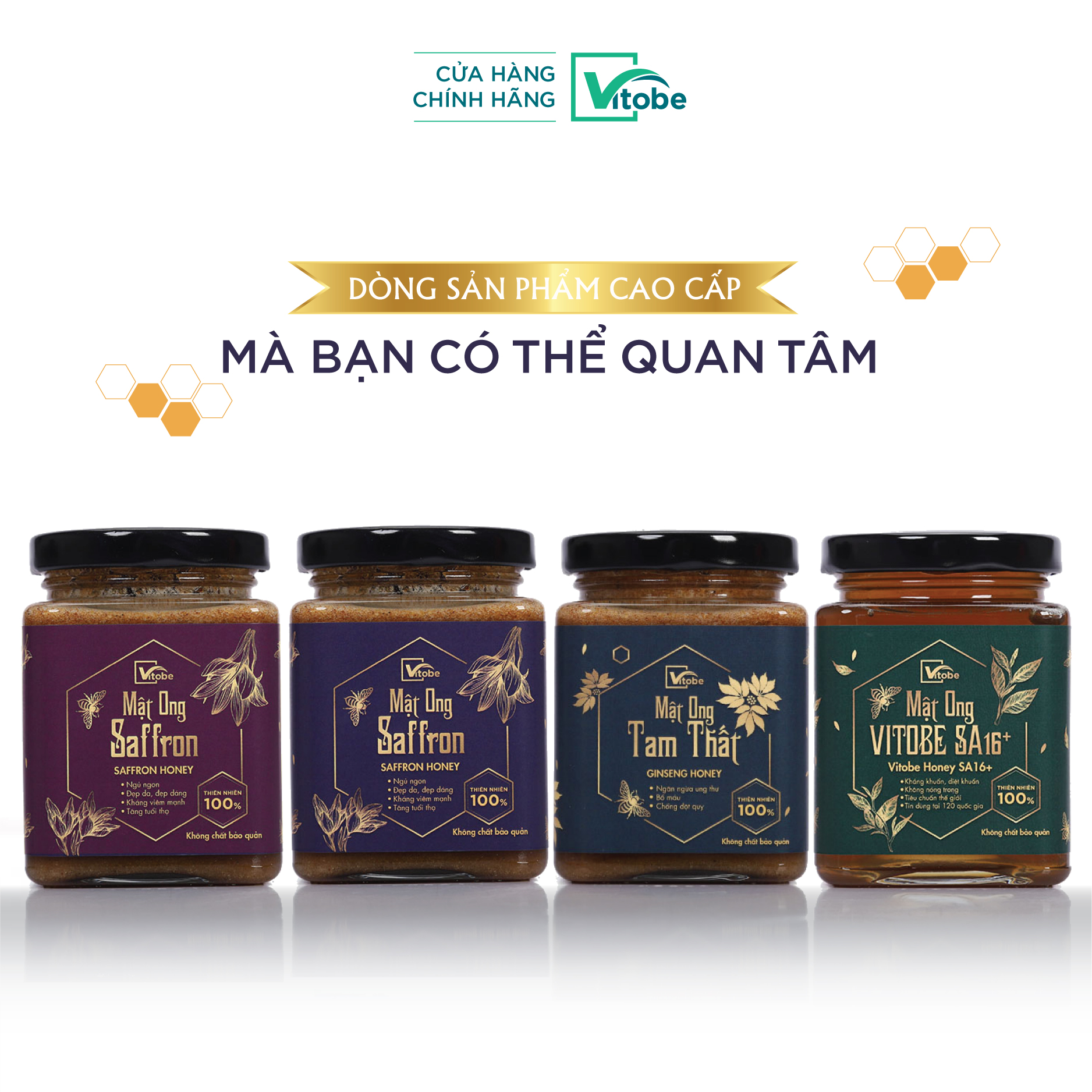 Mật Ong Saffron Vitobe nhãn hồng - Hữu Cơ 100%