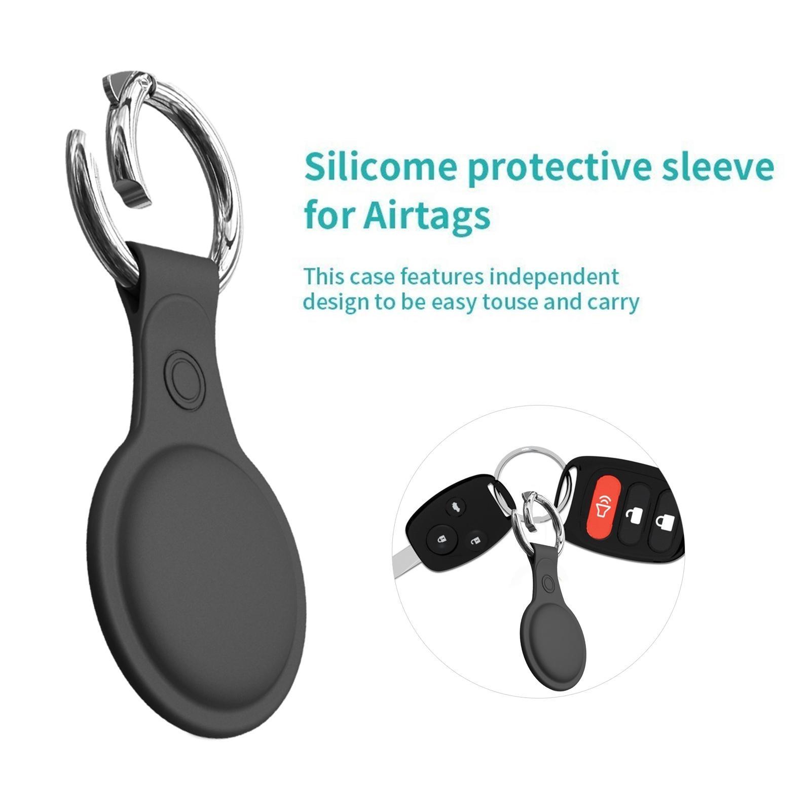 Silicone Case Soft Protective for AirTags Location Tracker Shock Absorbing Protector Shell Skins with Anti-Lost Keychain Ring Scratch Resistant