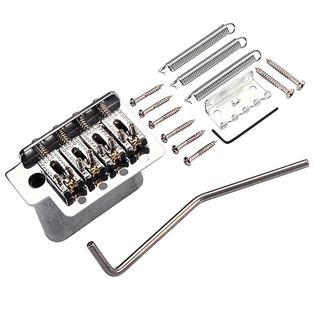 1 Set Metal Roller Saddle Bridge Tailpiece Silver for Cigar Box Guitar, 4 String Electric Guitar