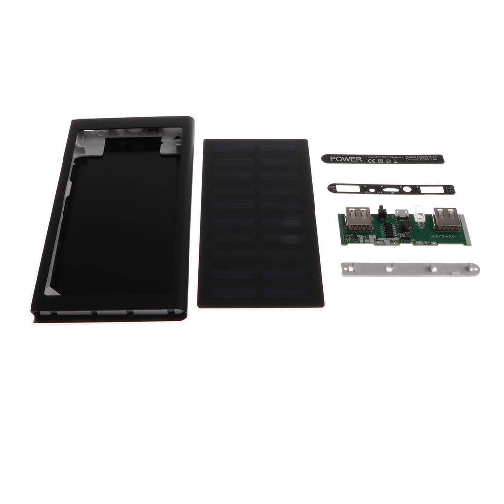 2X Solar Charger 3 In 1 Power Bank 10000mAh USB Battery For Phone Black&Gold