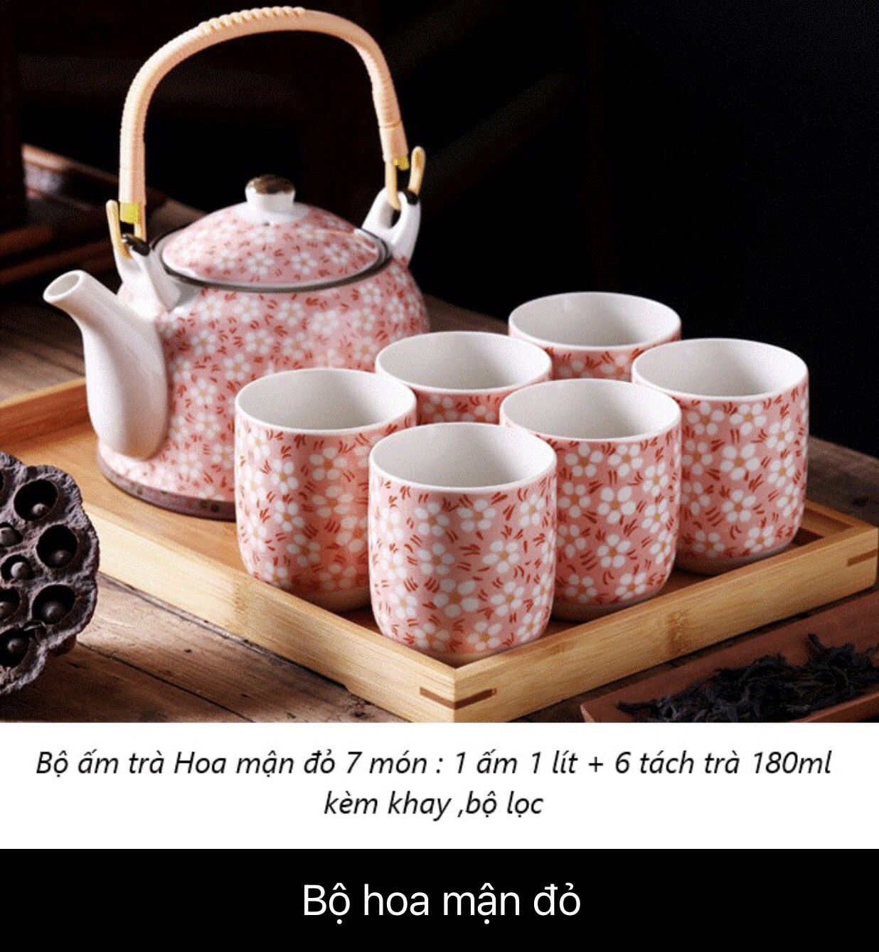 Bộ trà  phong cách Nhật Bản vẽ tay Dung tích 850ml