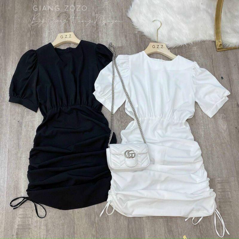 Đầm rút dây hai bên hở eo