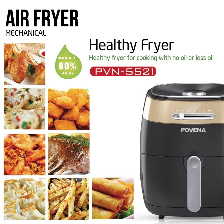 Nồi chiên không dầu POVENA nồi chiên chân không 5.5l-1500W chiên nướng hoàn hảo hạn chế 80% dầu mỡ PVN-5521 - Hàng chính hãng