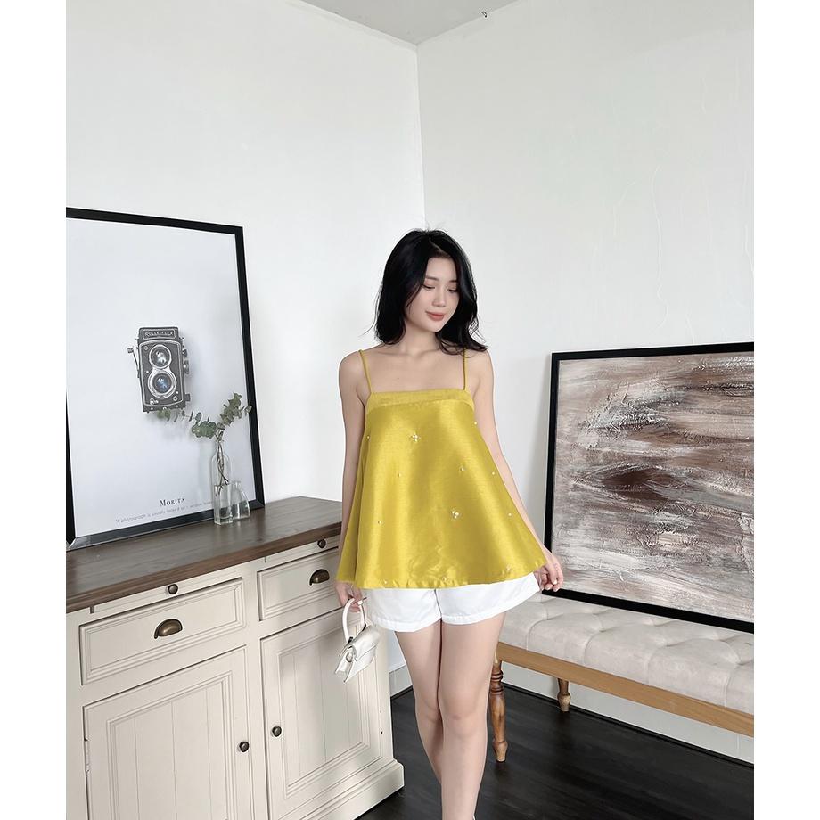 BBSTORE'S Áo Hai Dây Cutout Tùng Xòe Đính Hạt -A1083