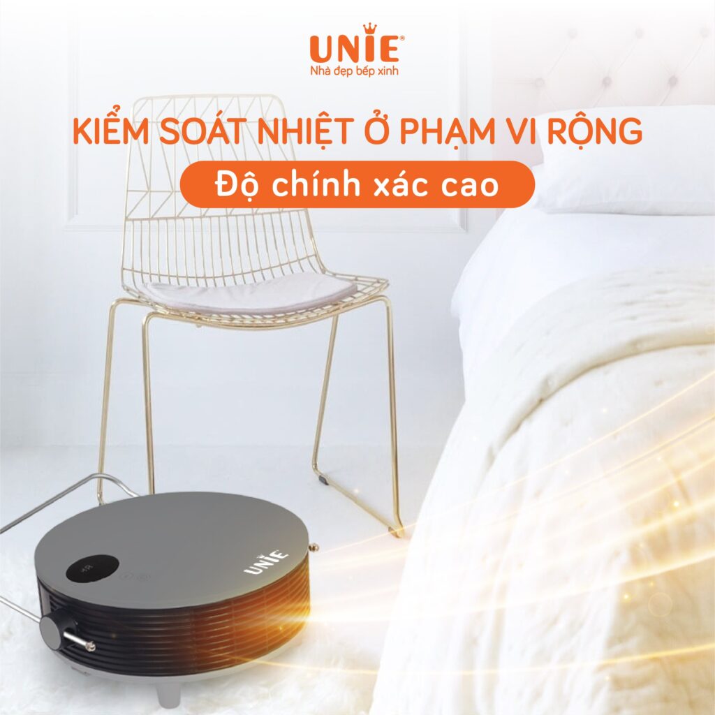 Máy sưởi gốm mini để bàn làm ấm không gian UNIE UE-125 công suất 2000W - Hàng chính hãng