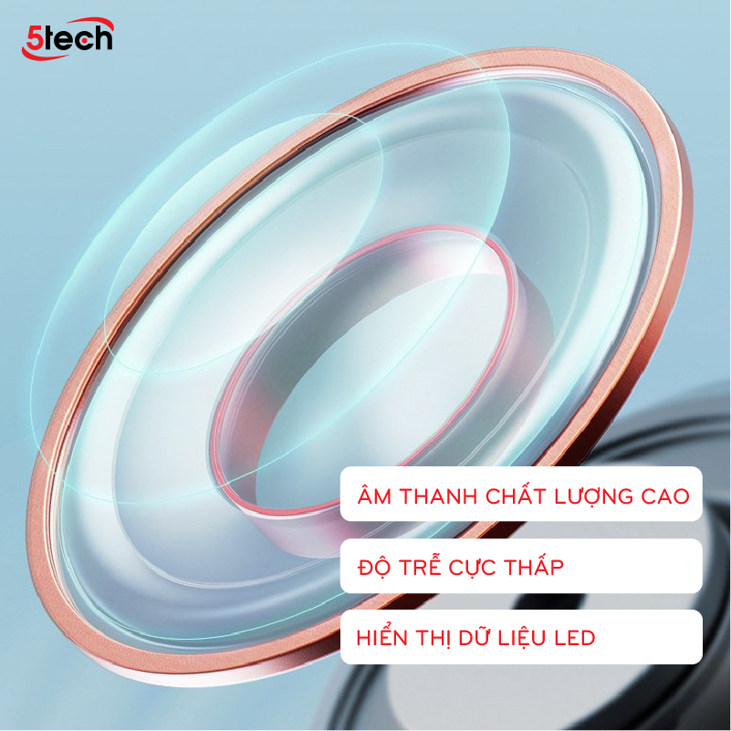 Tai nghe bluetooth 5TECH không dây hàng chính hãng, tai phone nhét tai TWS 5.0 kết nối nhanh, ổn định, màn hình LED nghe nhạc chơi game âm thanh cực đỉnh