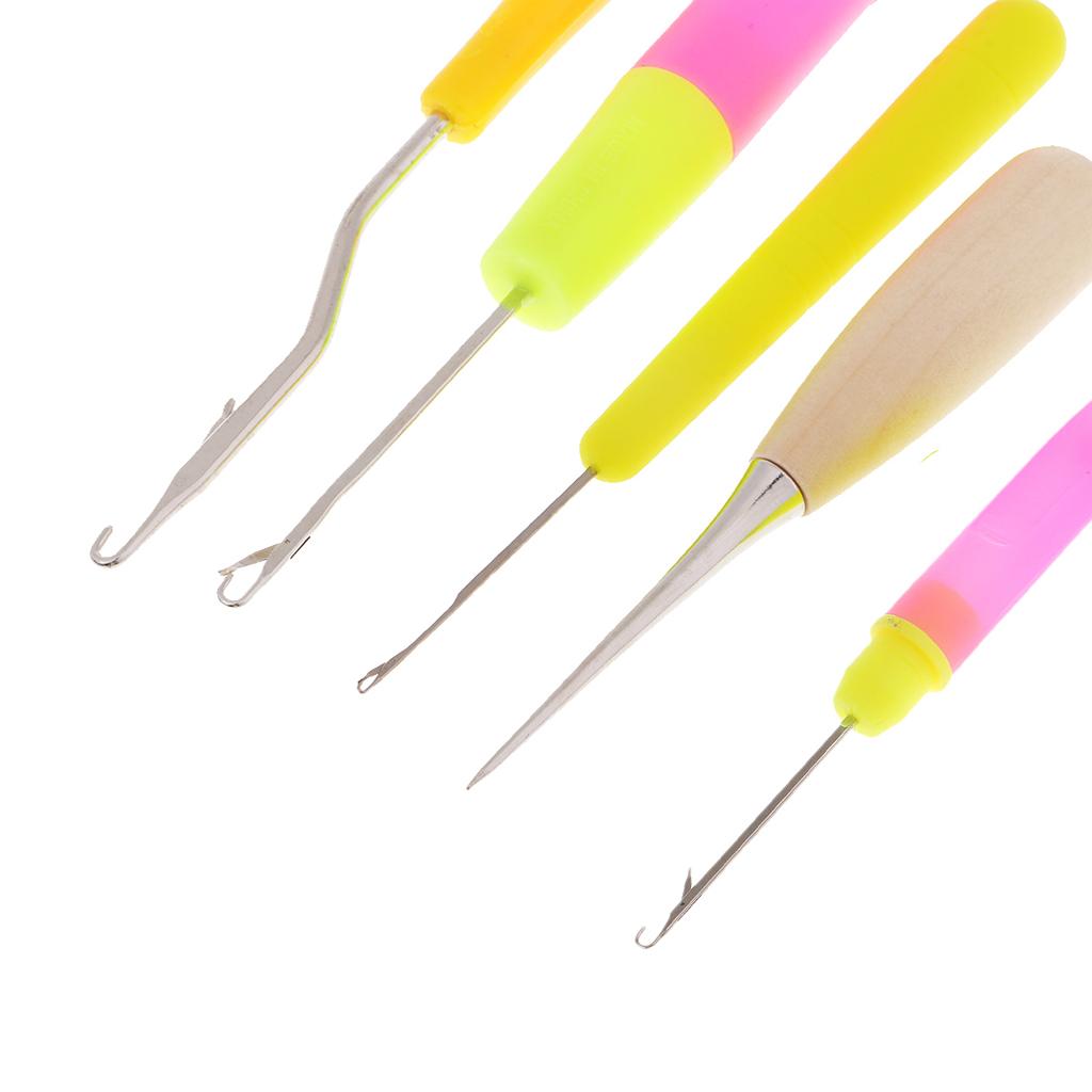 5pcs Crochet Latch Hook Lock Needles Awl Set Dreadlock Tools Carpet Making