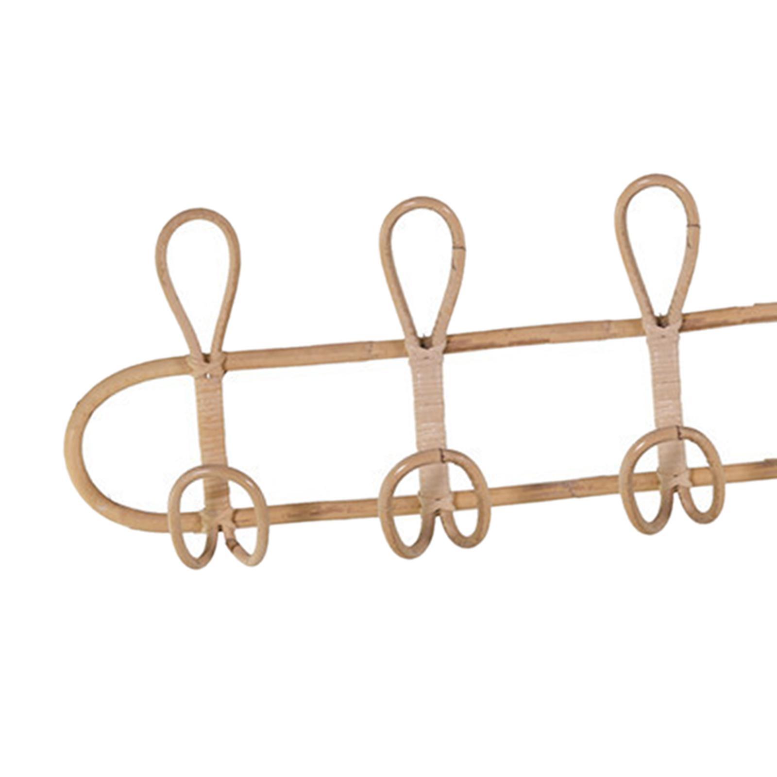 Rack Rattan Ornament Hanging Storage Organizer Hooks Holder Clothes Hooks Door Hanger for Living Room Porch Door Farmhouse Bedroom