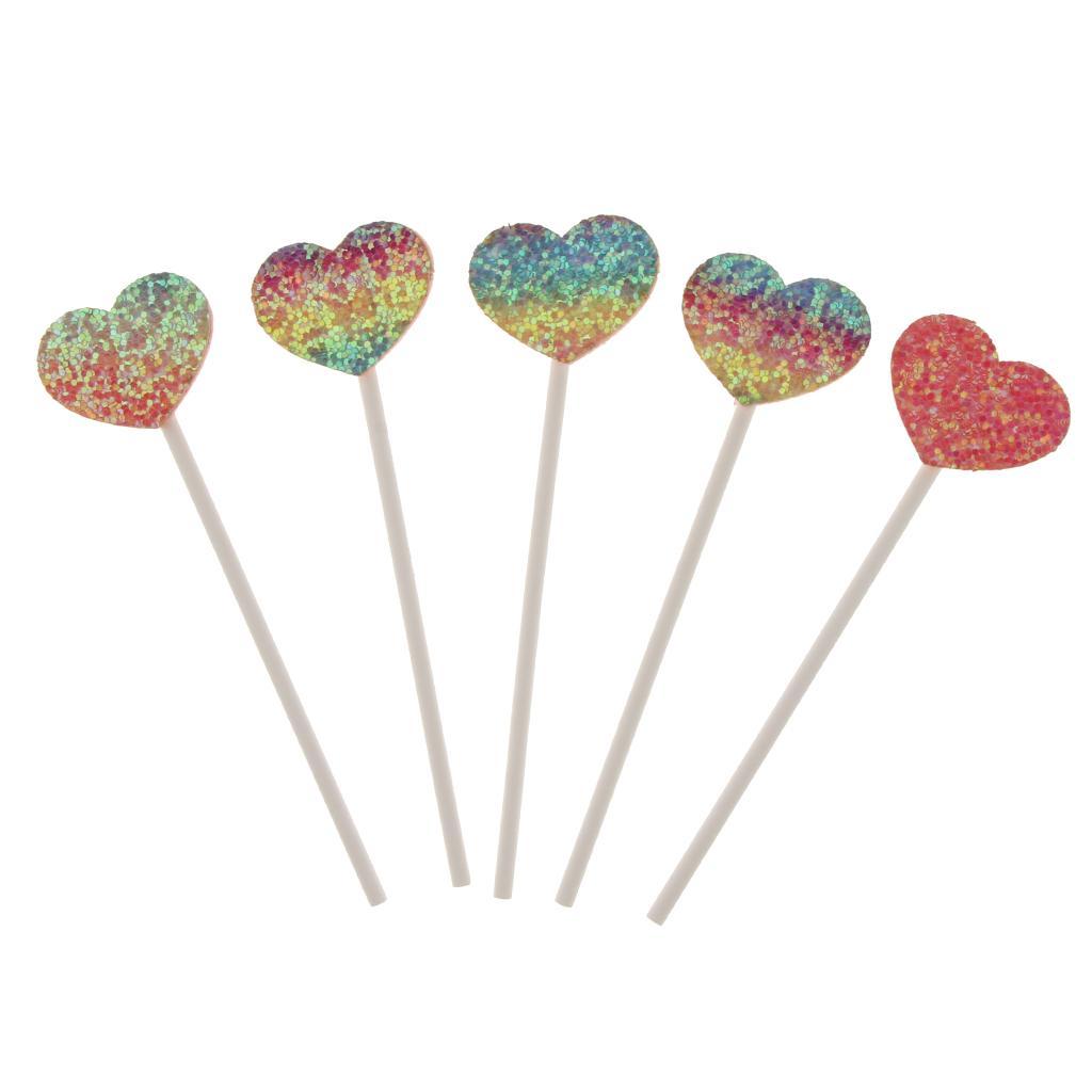 5 Pieces Cake Topper Insert Sticks Wedding Party Cake Decoration Heart