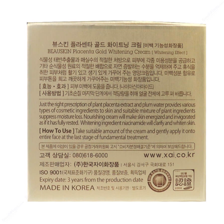 Kem dưỡng Beauskin Placenta Gold Whitening Cream 50ml + Móc khóa