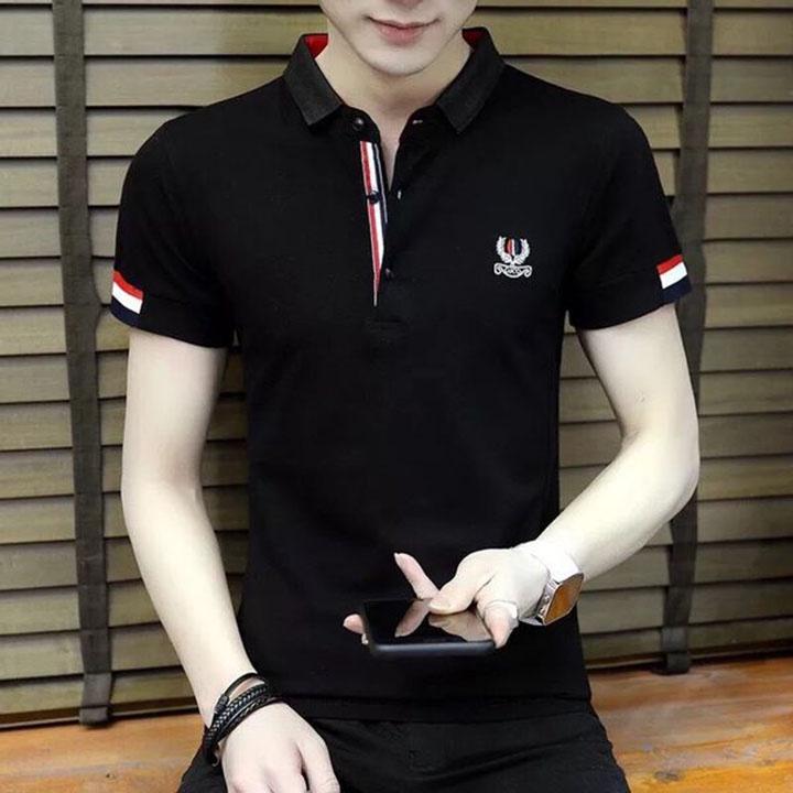 Áo thun nam có cổ tay ngắn chất vải thun cotton co giãn thoáng mát - mkt22