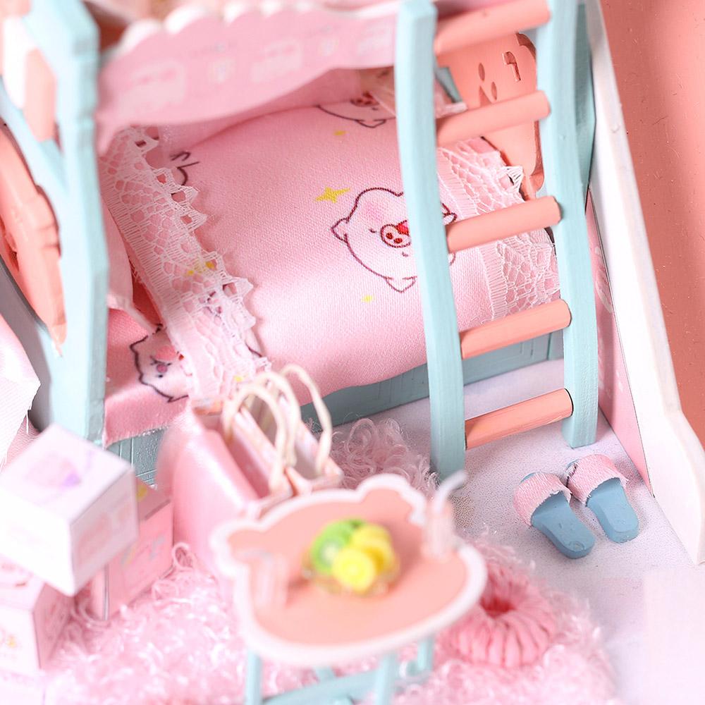 DIY Doll House Toy Wooden Miniatura Kit Dollhouse Toys with Furniture Kit LED Christmas Birthday Gift