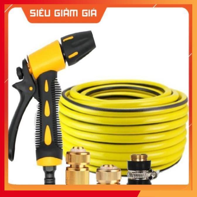 Bộ dây vòi xịt nước rửa xe, tưới cây . tăng áp 3 lần, loại 3m, 5m 206319U,cút đồng, d.vàng