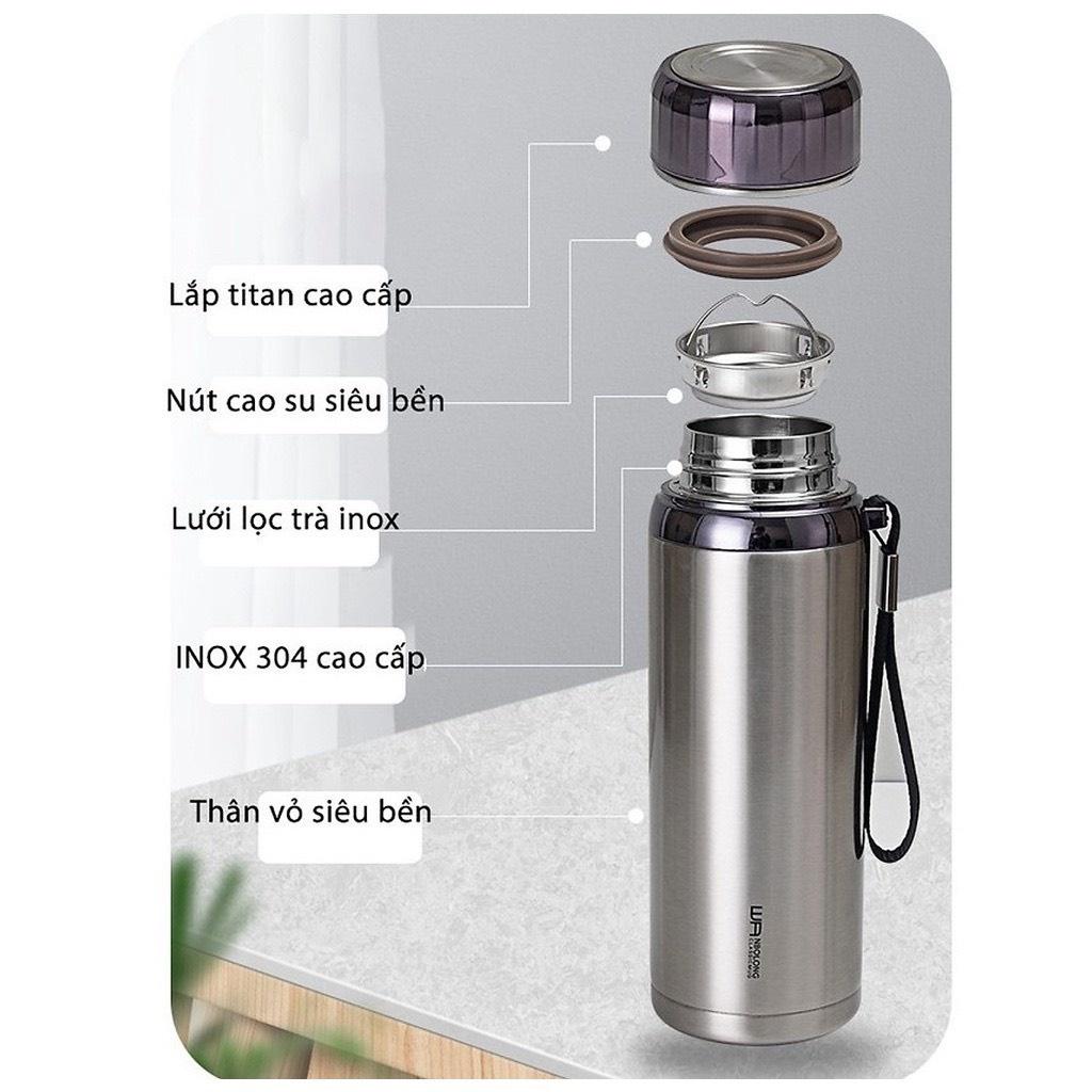 Bình Giữ Nhiệt Nóng Lạnh GOOD VACUUM Dung Tích Lớn, Bình Chân Không Cách Nhiệt Kèm Bộ Lọc Thể Thao Bằng Thép Không Gỉ