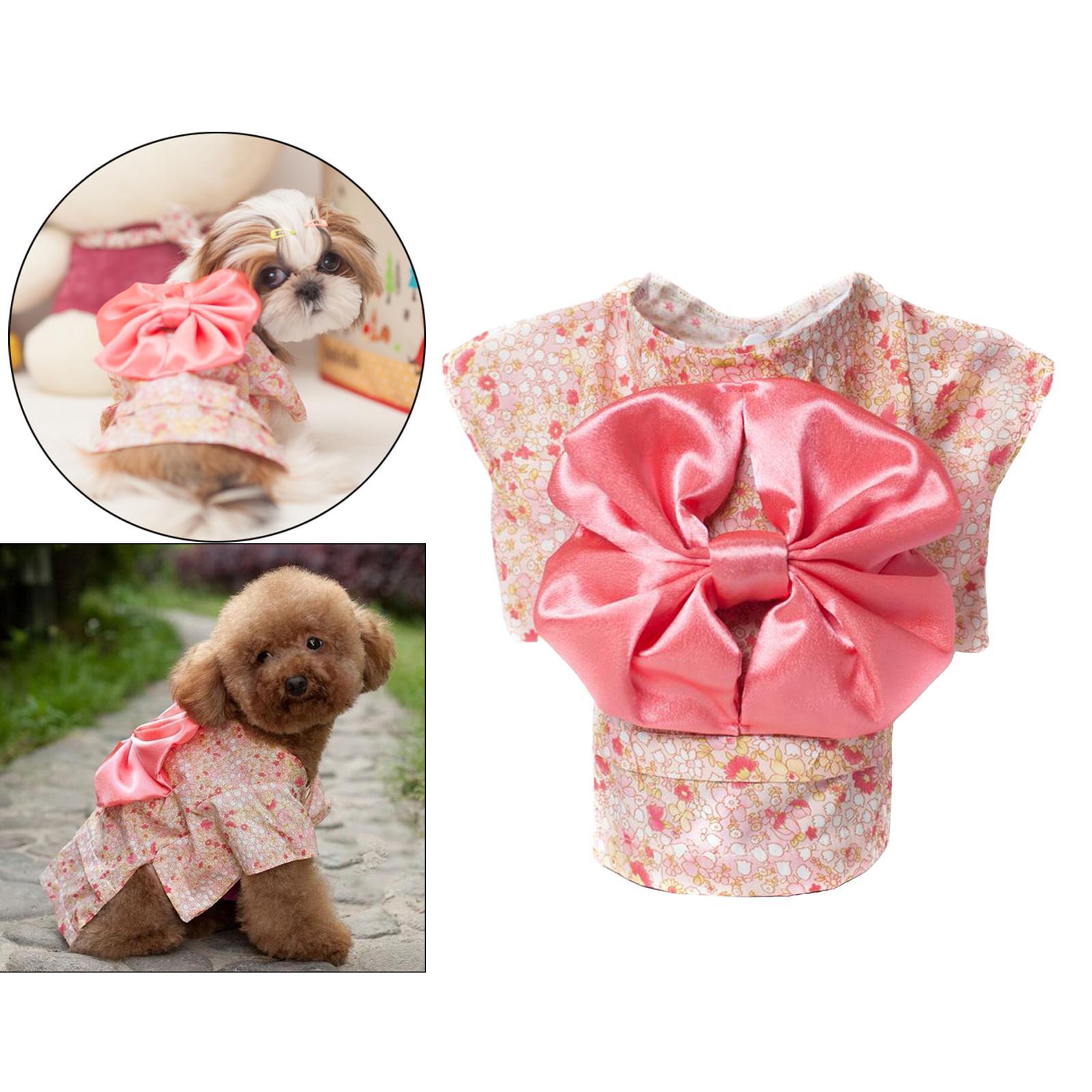 Cat Japanese Kimono Dress Up Costume Skirt Clothes for Small Dogs