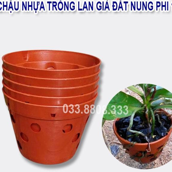 10 Chậu Nhựa Trồng Lan Giả Đất Nung Phi17 - Chậu Có Lỗ Thoát Nước