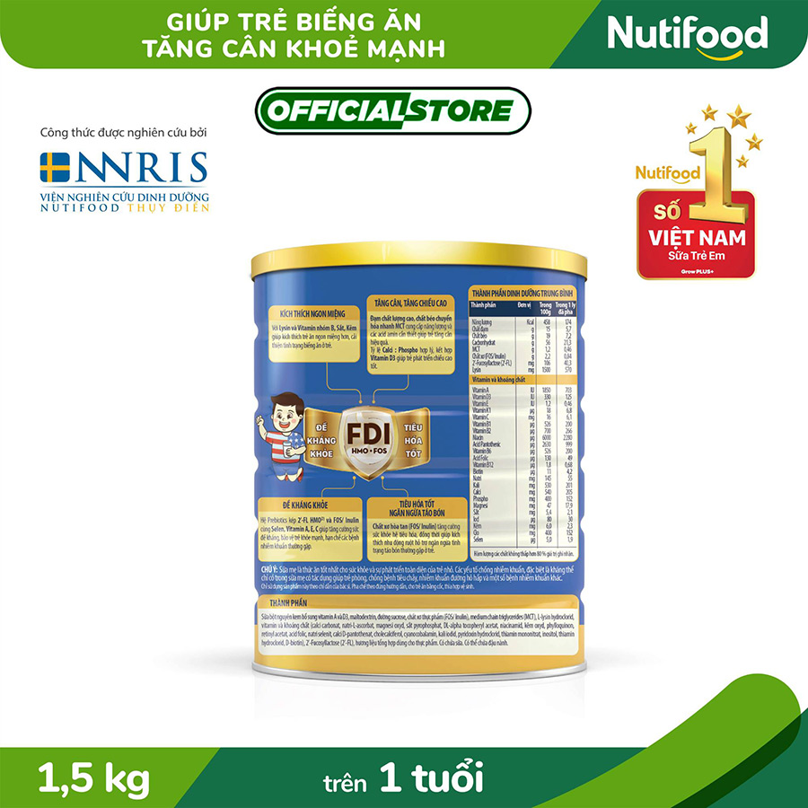 Sữa bột GrowPLUS+ trên 1 tuổi Xanh 1.5kg