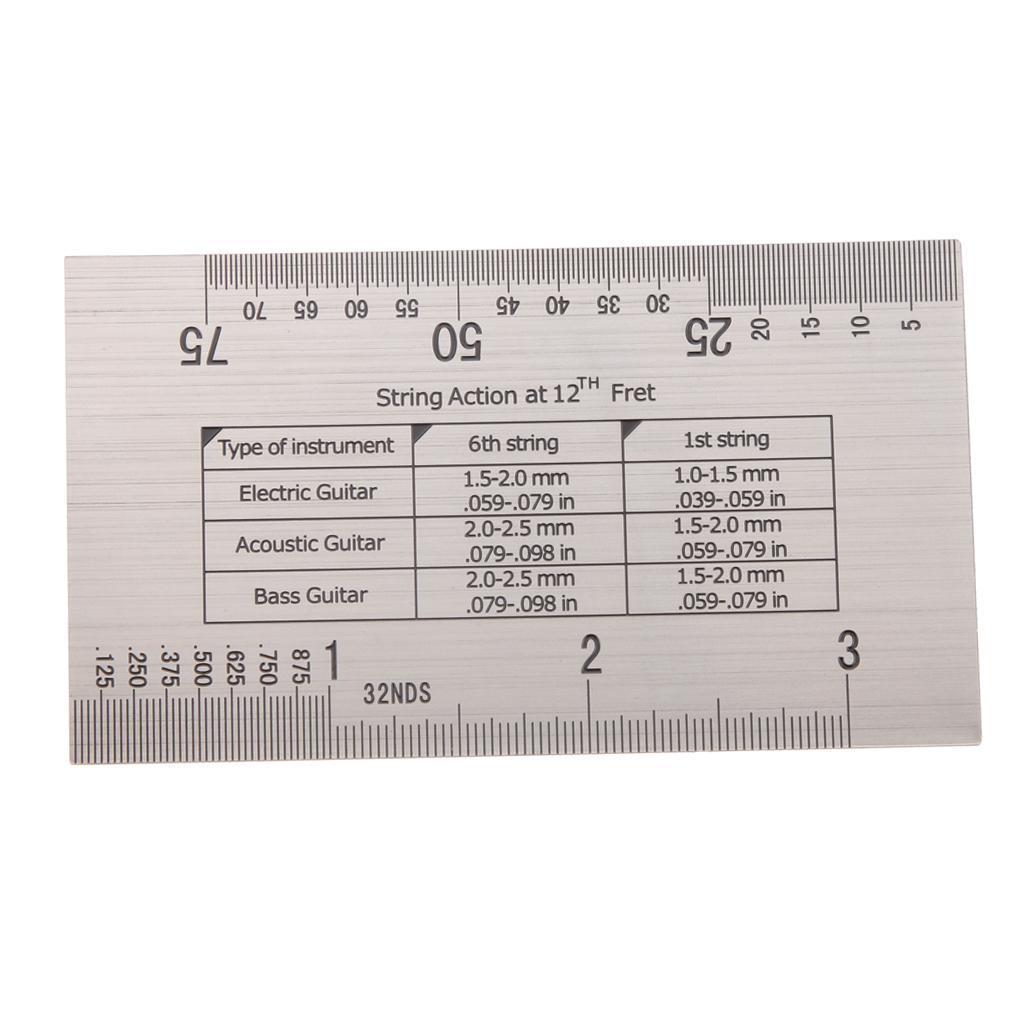 Stainless Steel String Action Ruler Luthier Gauge Tool for String Instrument